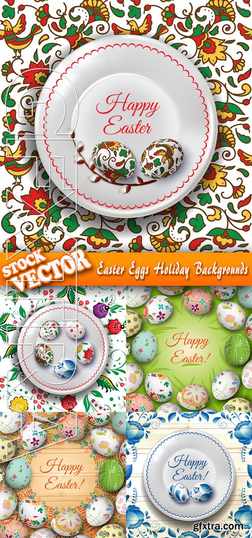 Stock Vector - Easter Eggs Holiday Backgrounds