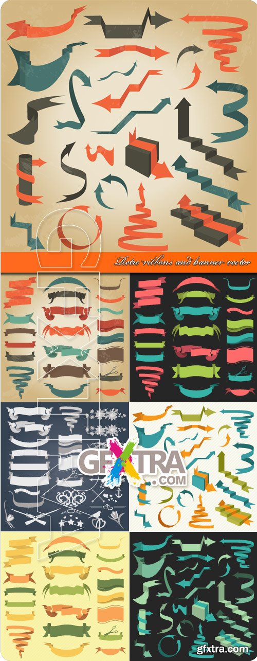 Retro ribbons and banner vector