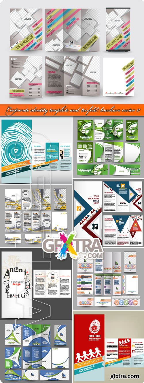 Corporate identity template and tri-fold brochure vector 11