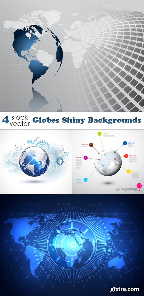 Vectors - Globes Shiny Backgrounds