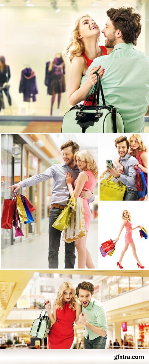 Man with a woman doing shopping - stock photos