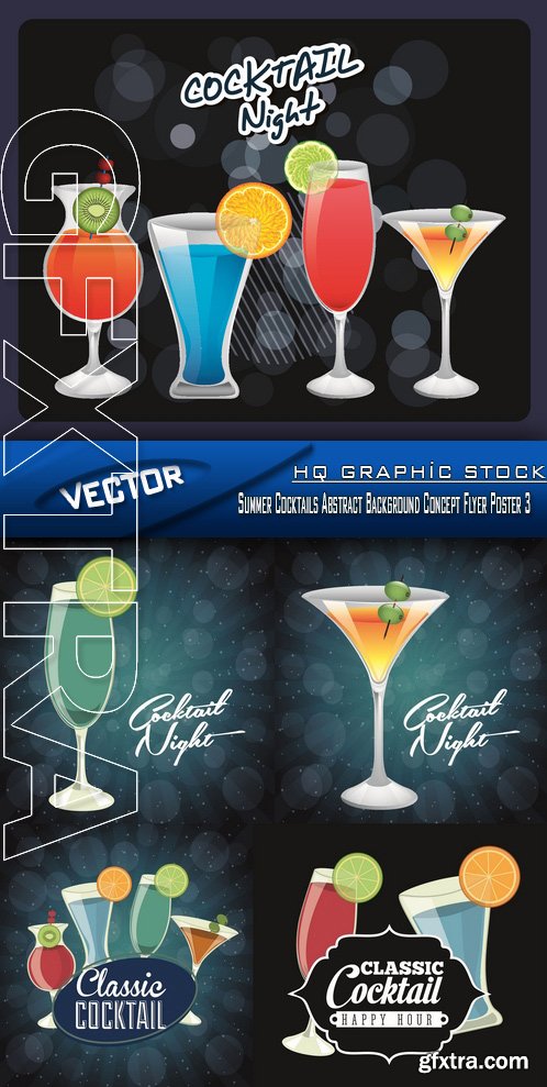 Stock Vector - Summer Cocktails Abstract Background Concept Flyer Poster 3
