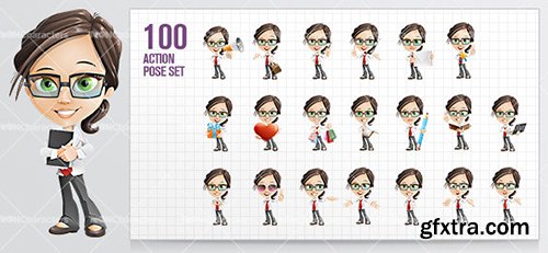 Little Business Girl Cartoon Character Ultimate Set