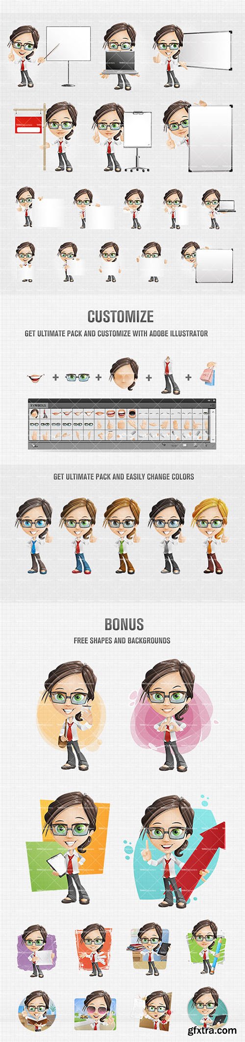 Little Business Girl Cartoon Character Ultimate Set