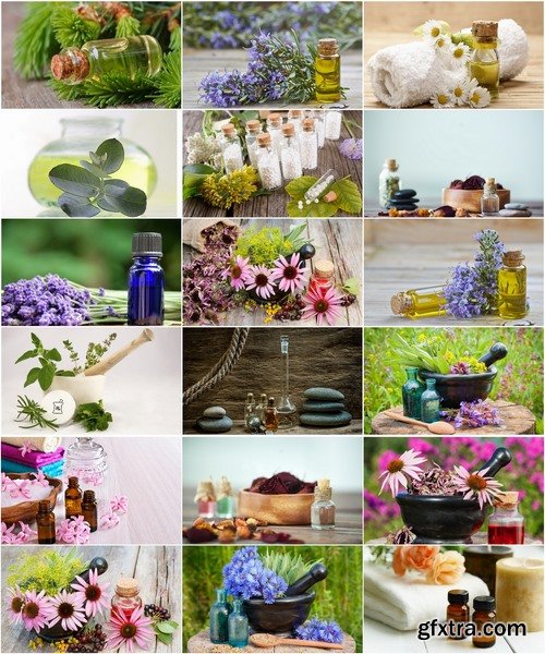 Collection of various types of aromatic oils for spa 25 HQ Jpeg