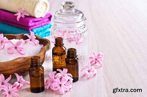 Collection of various types of aromatic oils for spa 25 HQ Jpeg