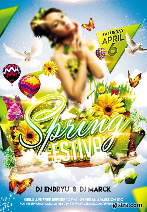 Spring Festival Club Flyer PSD Template