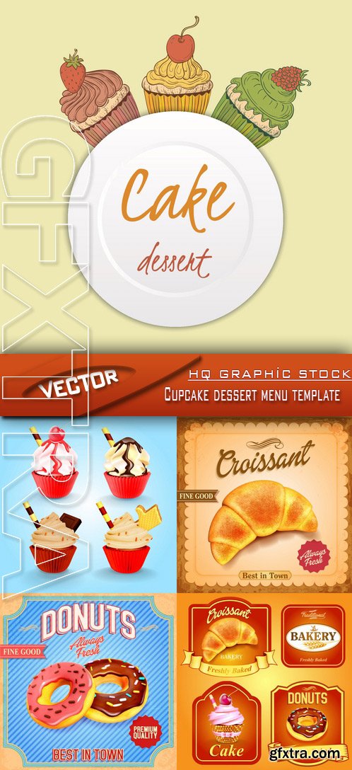 Stock Vector - Cupcake dessert menu template