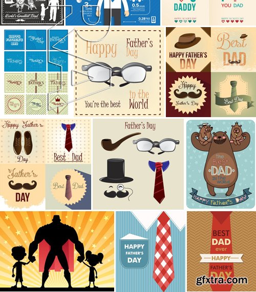 Stock Vectors - Happy Father Day, 25xEPS