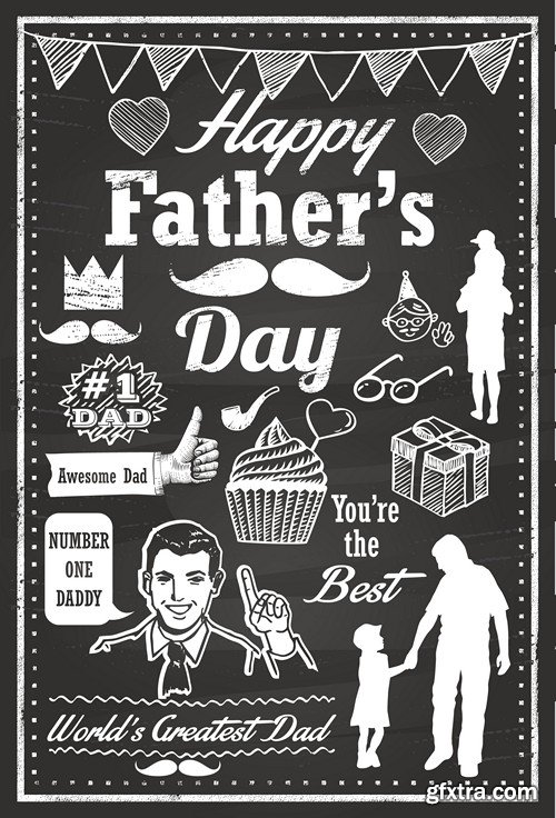 Stock Vectors - Happy Father Day, 25xEPS