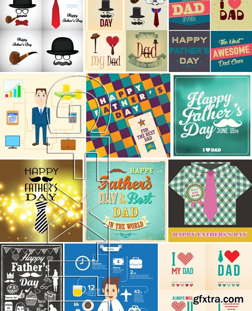 Stock Vectors - Happy Father Day, 25xEPS