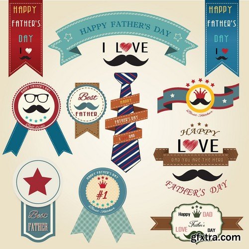 Stock Vectors - Happy Father Day, 25xEPS