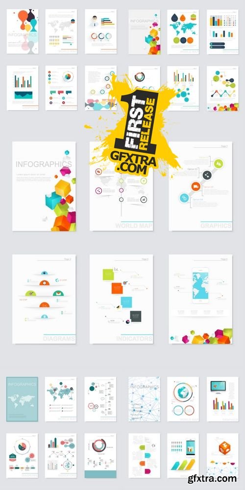 Vector - Set of Infographics Elements in Modern Flat Business Style