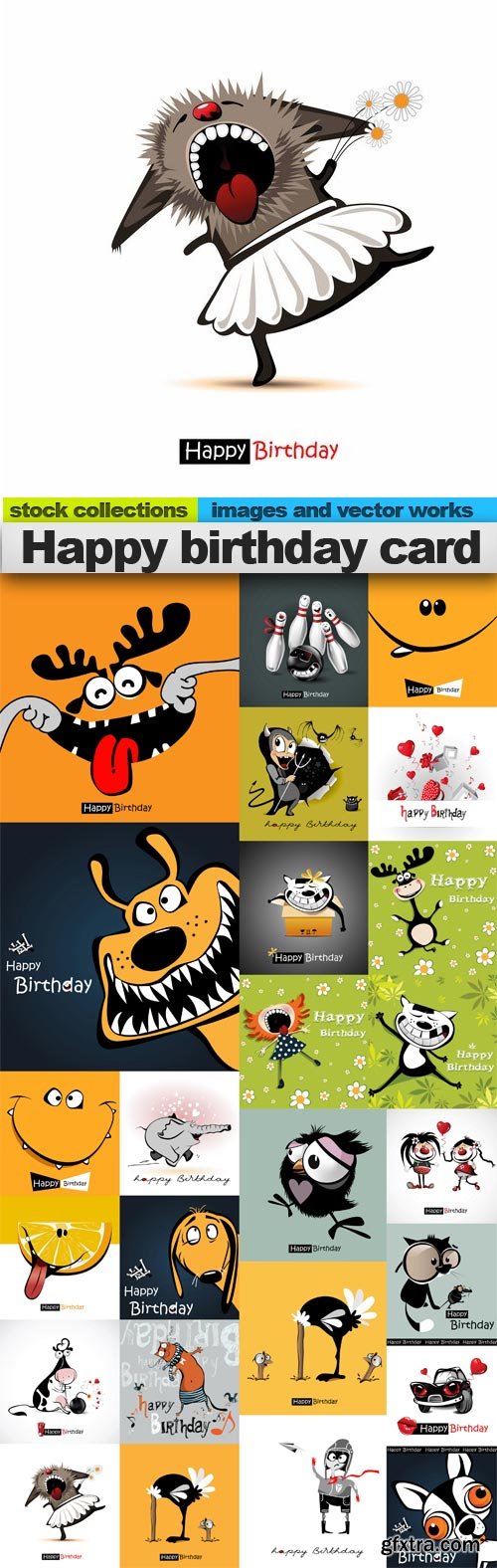 Happy birthday cards 2, 25 x EPS