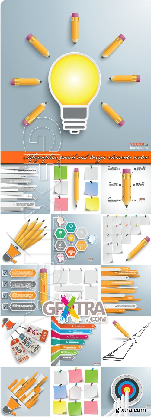 Infographics pencil and design elements vector