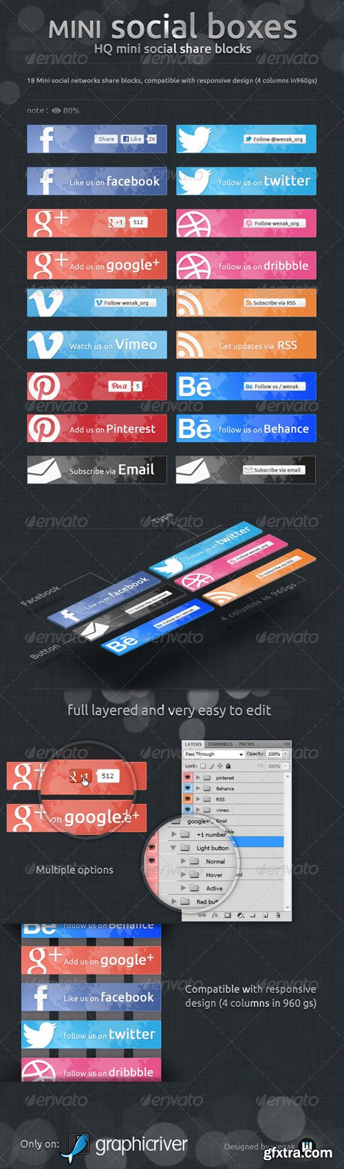 GraphicRiver - Mini Social Boxes - Social Share Blocks