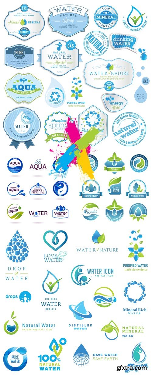 Water Labels Vector