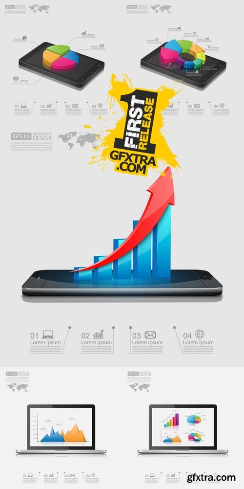 Vector - Laptop & Smartphone Business Graph