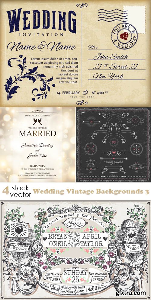 Vectors - Wedding Vintage Backgrounds 3