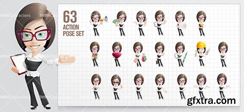 Attractive Business Woman Cartoon Character Set Ultimate Set