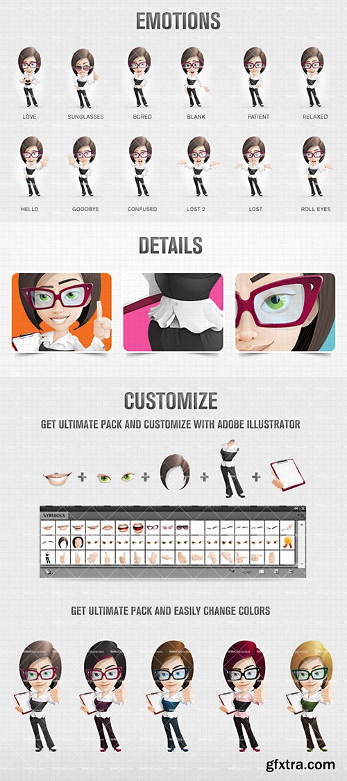 Attractive Business Woman Cartoon Character Set Ultimate Set