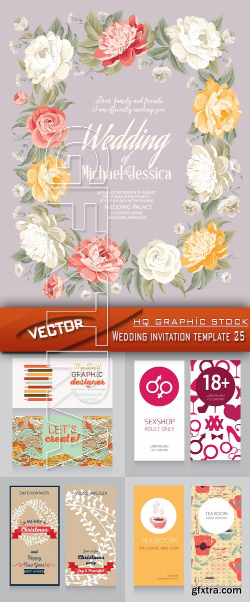 Stock Vector - Wedding invitation template 25