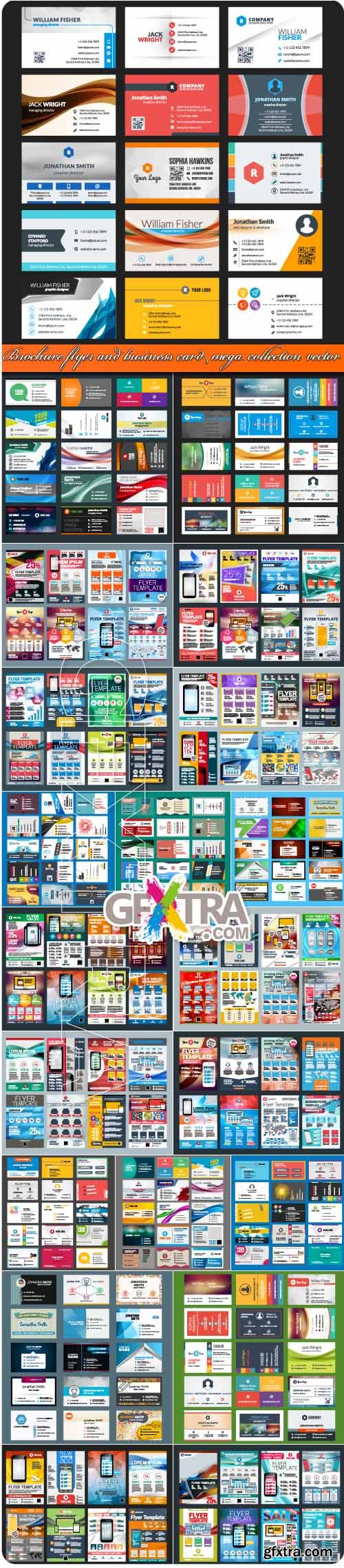 Brochure flyer and business card mega collection vector