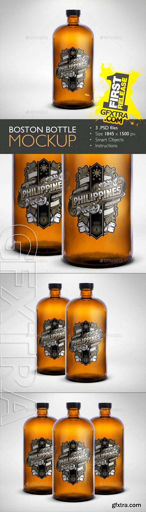 Boston Round Bottle Mockup - GraphicRiver 10479709