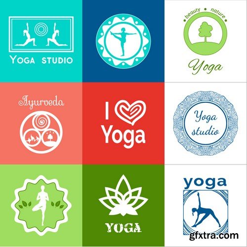 Stock Vectors - Yoga, 25xEPS