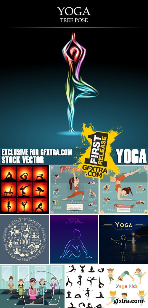 Stock Vectors - Yoga, 25xEPS