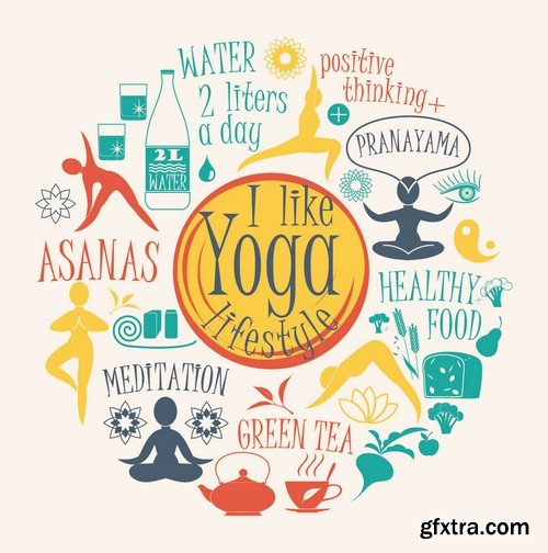 Stock Vectors - Yoga, 25xEPS