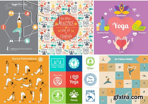 Stock Vectors - Yoga, 25xEPS