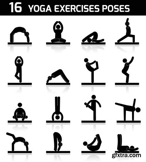 Stock Vectors - Yoga, 25xEPS