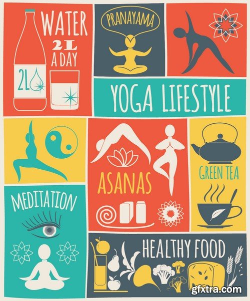 Stock Vectors - Yoga, 25xEPS