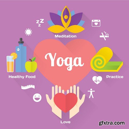 Stock Vectors - Yoga, 25xEPS