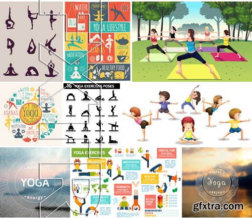 Stock Vectors - Yoga, 25xEPS