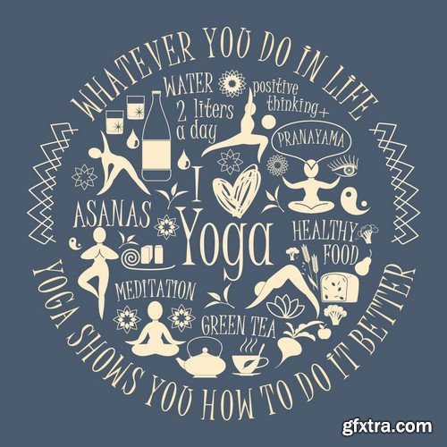 Stock Vectors - Yoga, 25xEPS