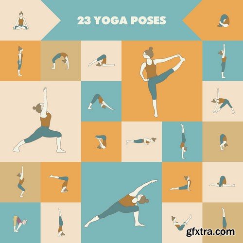 Stock Vectors - Yoga, 25xEPS