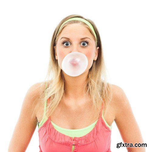 Stock Photos - People with bubble gum, 25xJPG