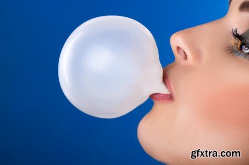 Stock Photos - People with bubble gum, 25xJPG