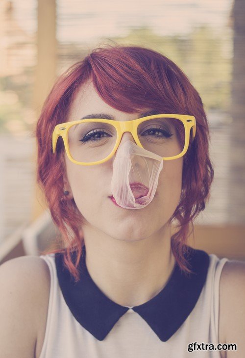 Stock Photos - People with bubble gum, 25xJPG