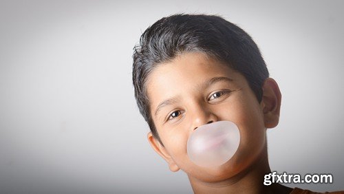 Stock Photos - People with bubble gum, 25xJPG