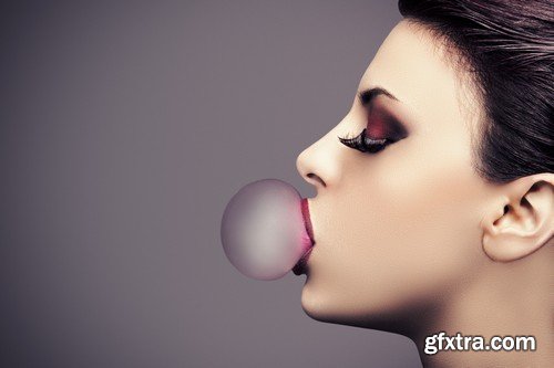 Stock Photos - People with bubble gum, 25xJPG