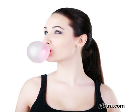 Stock Photos - People with bubble gum, 25xJPG