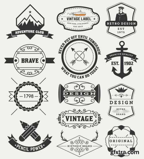 Stock Vector - Retro Vintage Logos Objects Labels Badges