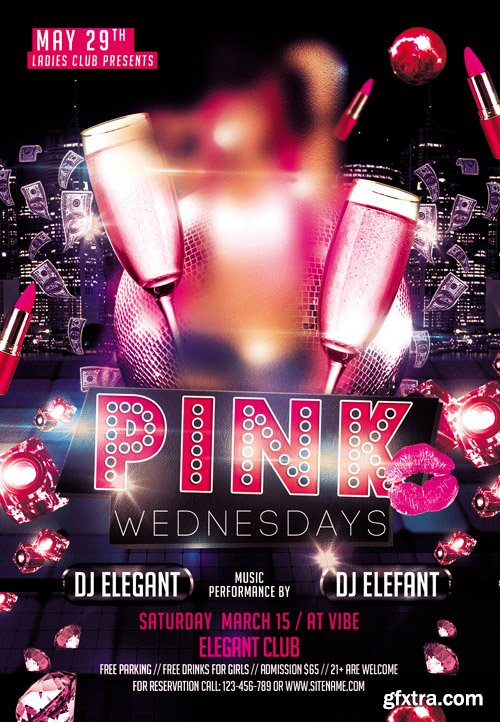 Pink Party Club Flyer PSD Template