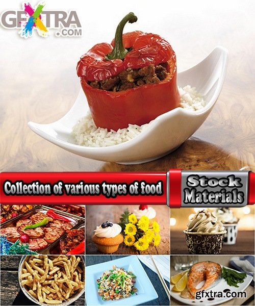 Collection of various types of food cake salad fish soup cancer grilled meat #3-25 UHQ Jpeg