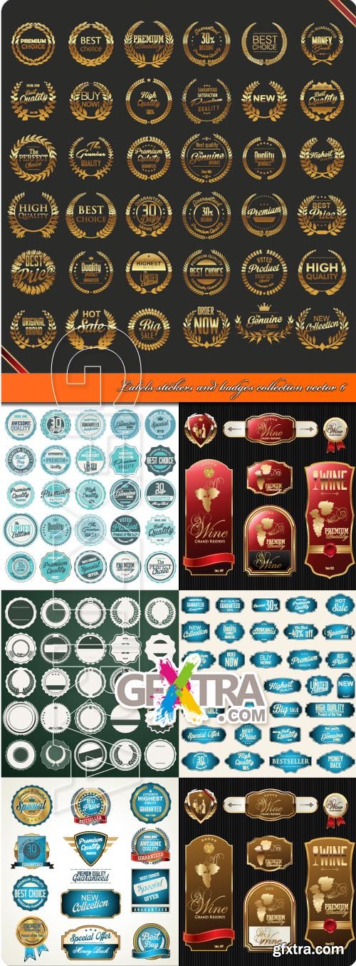 Labels stickers and badges collection vector 6