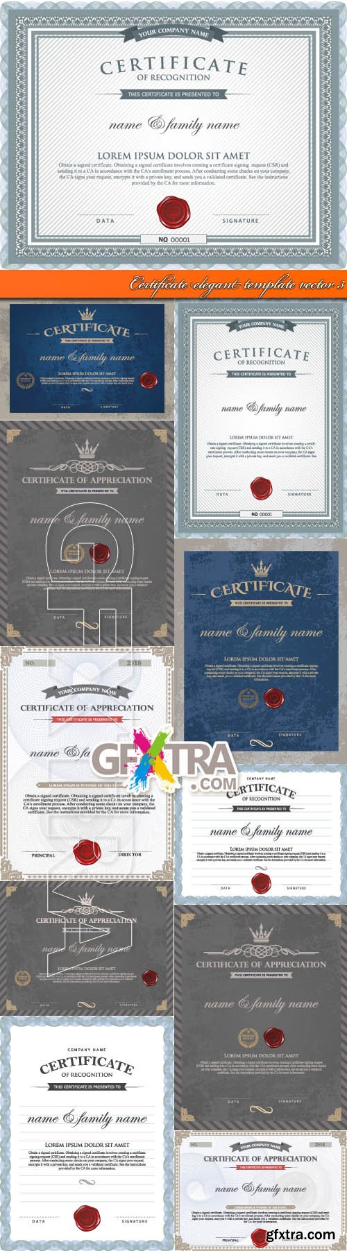 Certificate elegant template vector 3