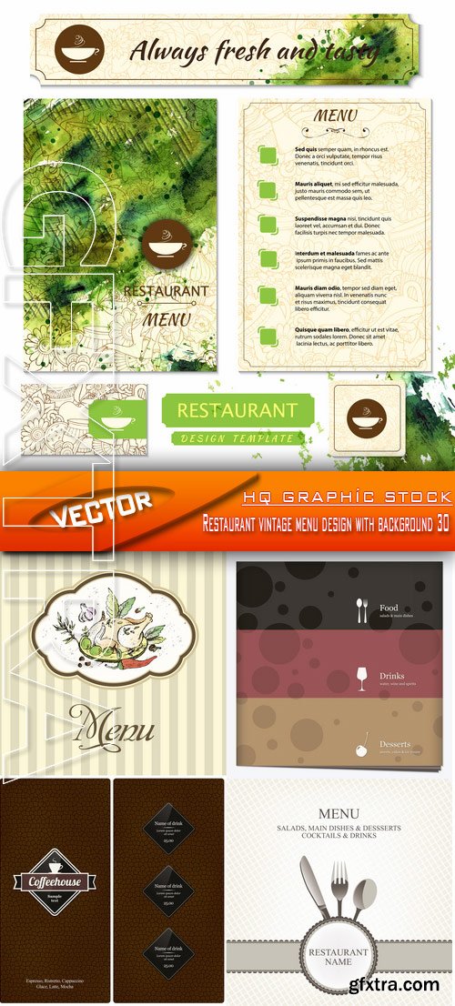 Stock Vector - Restaurant vintage menu design with background 30